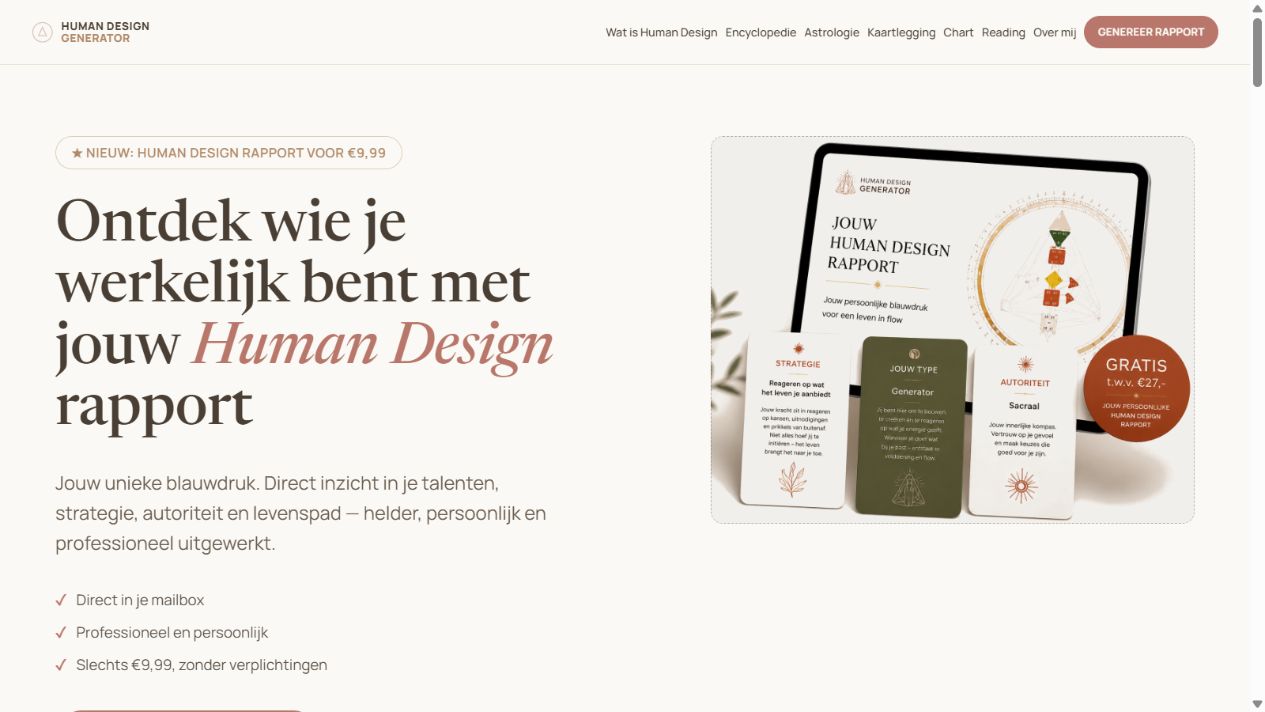 De Human Design rapportgenerator en het persoonlijke rapport